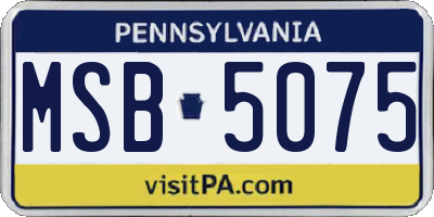 PA license plate MSB5075