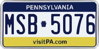 PA license plate MSB5076