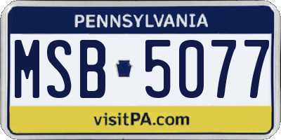 PA license plate MSB5077