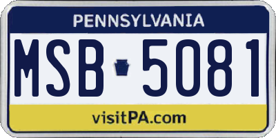 PA license plate MSB5081