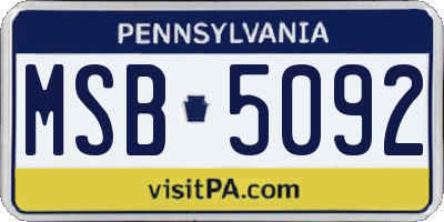 PA license plate MSB5092