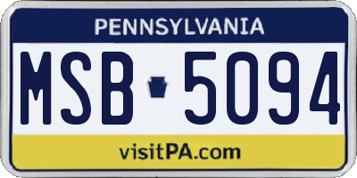 PA license plate MSB5094