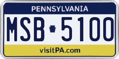 PA license plate MSB5100