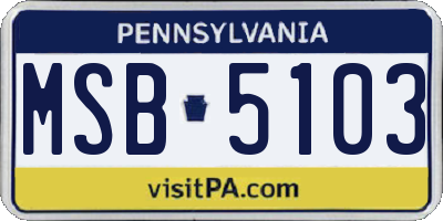 PA license plate MSB5103