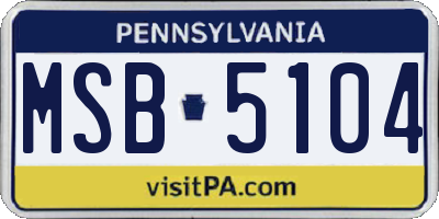 PA license plate MSB5104