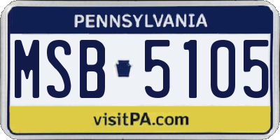 PA license plate MSB5105