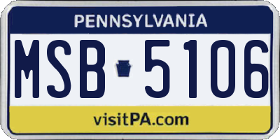PA license plate MSB5106