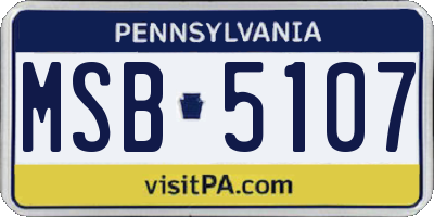 PA license plate MSB5107