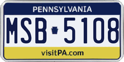 PA license plate MSB5108