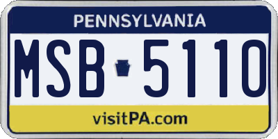 PA license plate MSB5110