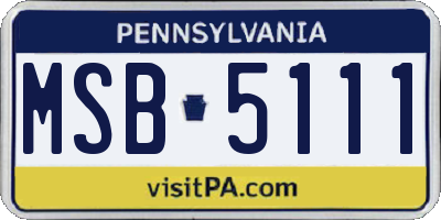 PA license plate MSB5111