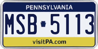 PA license plate MSB5113