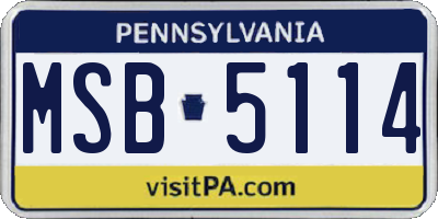 PA license plate MSB5114