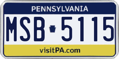 PA license plate MSB5115