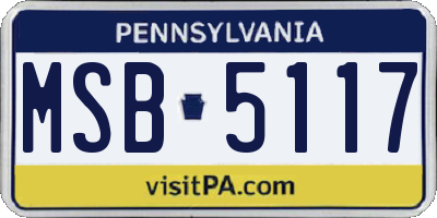 PA license plate MSB5117