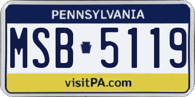 PA license plate MSB5119