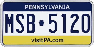 PA license plate MSB5120