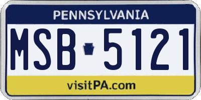 PA license plate MSB5121