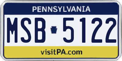 PA license plate MSB5122