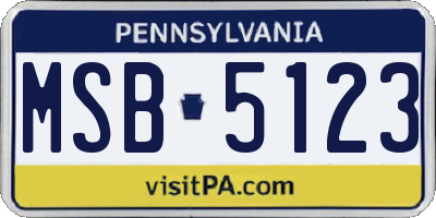 PA license plate MSB5123
