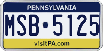 PA license plate MSB5125