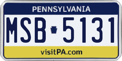 PA license plate MSB5131