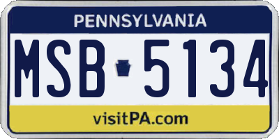 PA license plate MSB5134