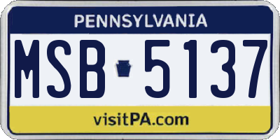 PA license plate MSB5137