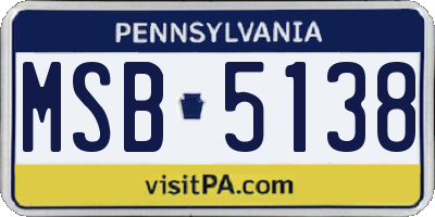 PA license plate MSB5138