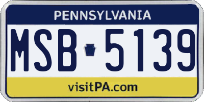 PA license plate MSB5139