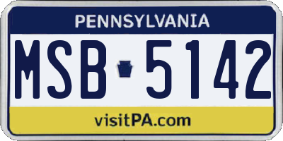PA license plate MSB5142