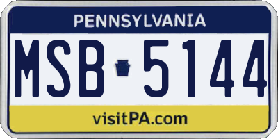 PA license plate MSB5144