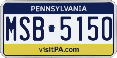 PA license plate MSB5150