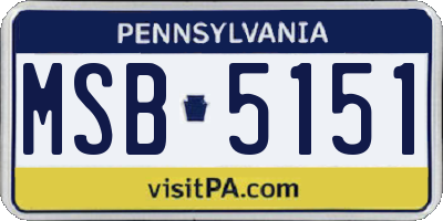 PA license plate MSB5151