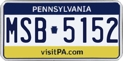 PA license plate MSB5152