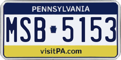 PA license plate MSB5153