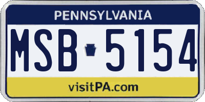 PA license plate MSB5154