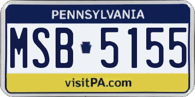 PA license plate MSB5155