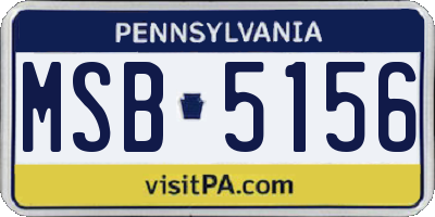 PA license plate MSB5156