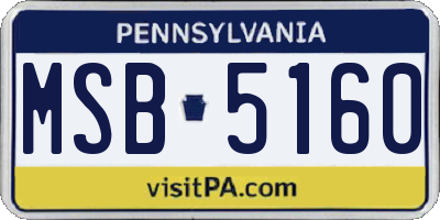 PA license plate MSB5160