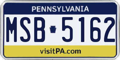 PA license plate MSB5162