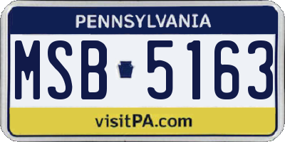 PA license plate MSB5163