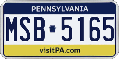 PA license plate MSB5165