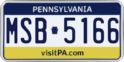 PA license plate MSB5166