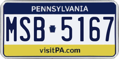 PA license plate MSB5167