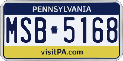 PA license plate MSB5168