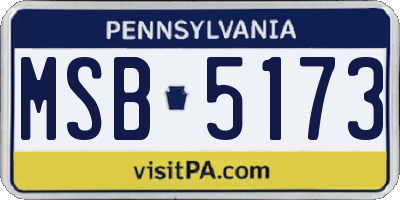 PA license plate MSB5173