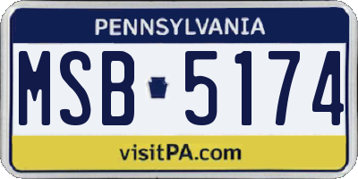 PA license plate MSB5174