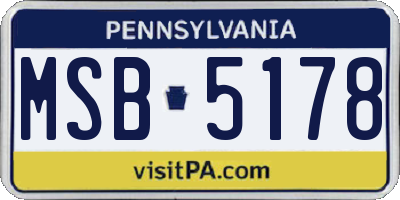 PA license plate MSB5178