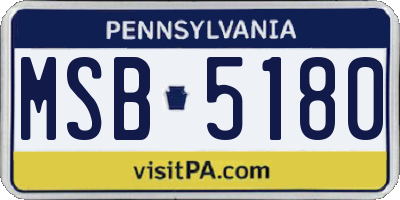PA license plate MSB5180
